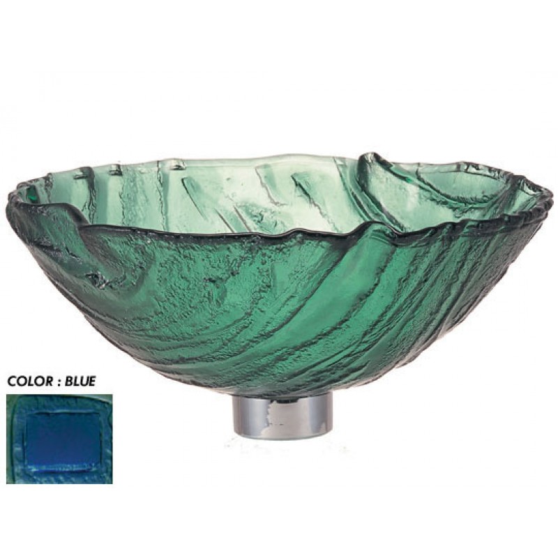 Round 15" Thick Wave Glass Vessel Sink - Blue