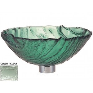 Round 15" Thick Wave Glass Vessel Sink - Clea...
