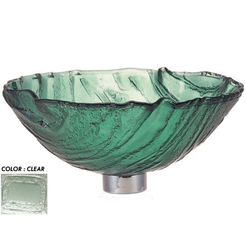 Round 15" Thick Wave Glass Vessel Sink - Clear