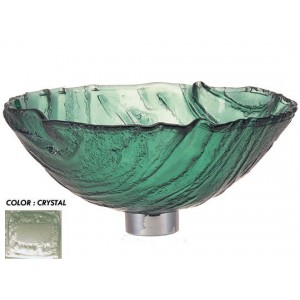 Round 15" Thick Wave Glass Vessel Sink - Crys...