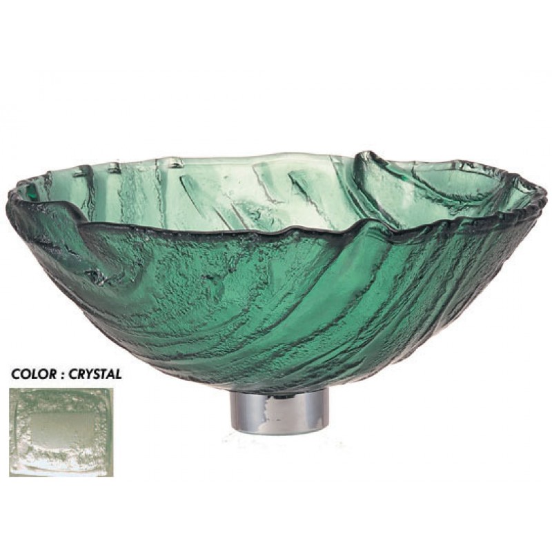 Round 15" Thick Wave Glass Vessel Sink - Crystal