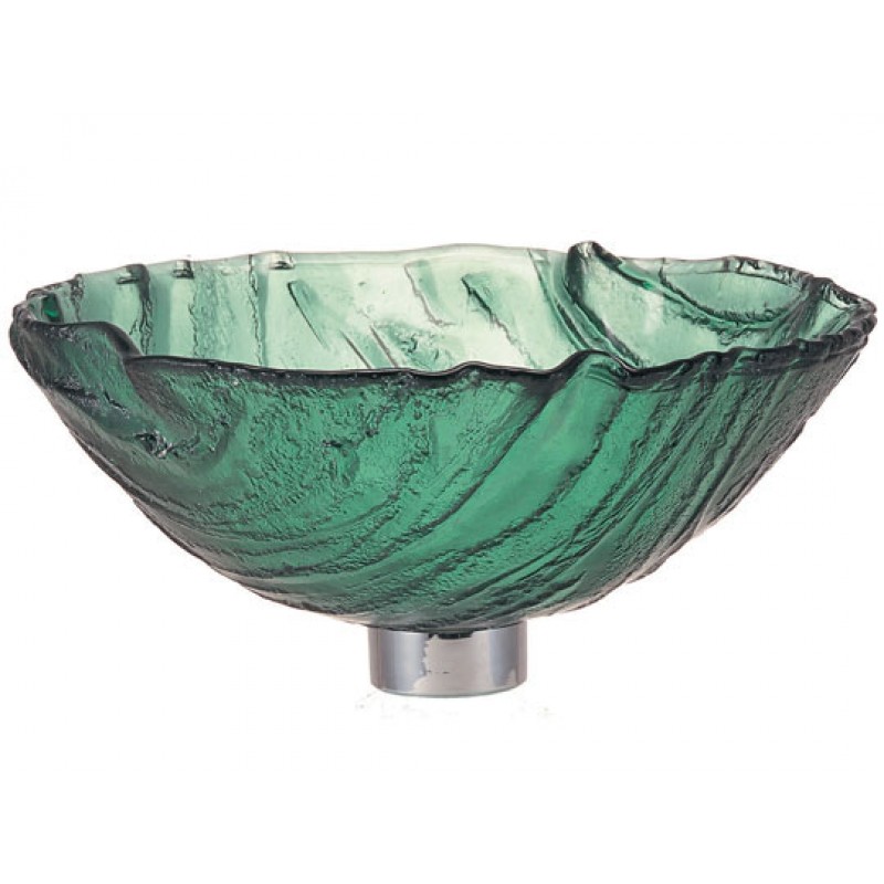 Round 15" Thick Wave Glass Vessel Sink - Evergreen