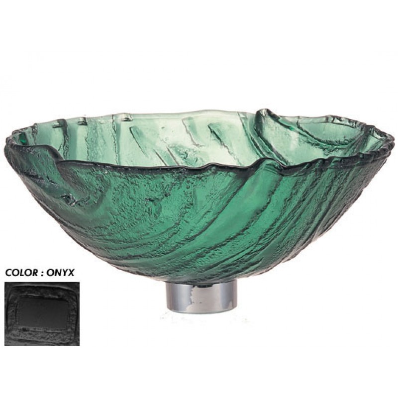 Round 15" Thick Wave Glass Vessel Sink - Black