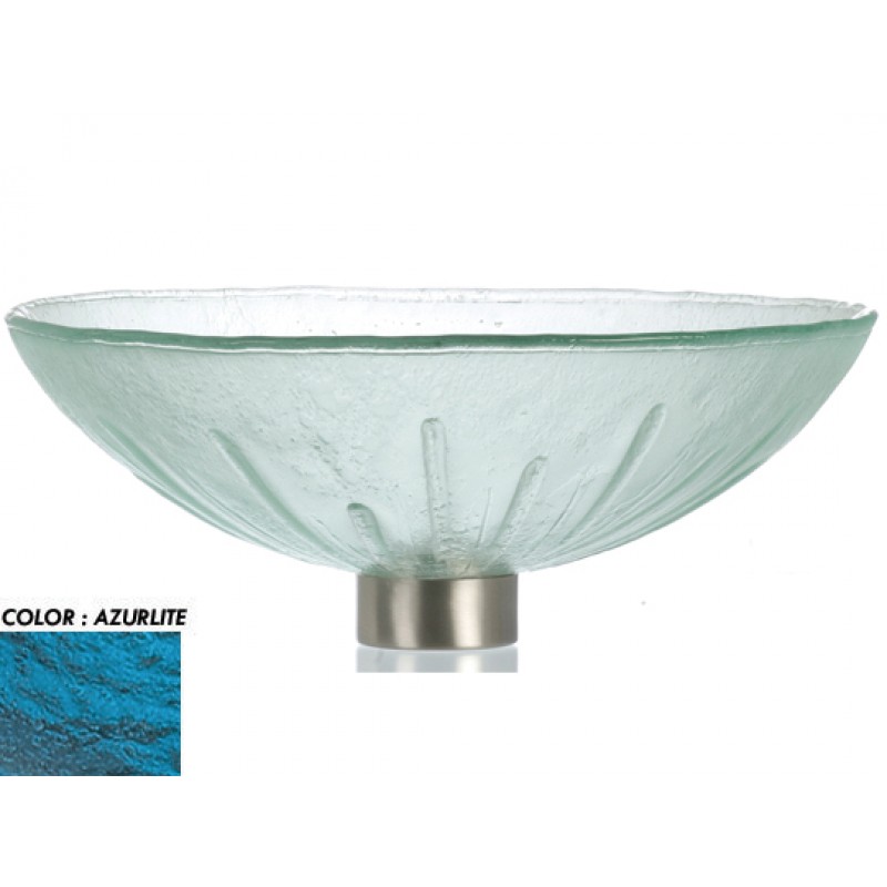 Round 16" Glass Vessel With Waterfall Texture - Azurlite