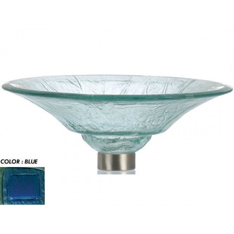 Round 18" Cone Two Level Glass Vessel Sink - Blue