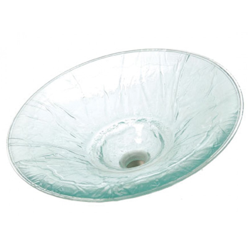 Round 18" Cone Two Level Glass Vessel Sink - Clear
