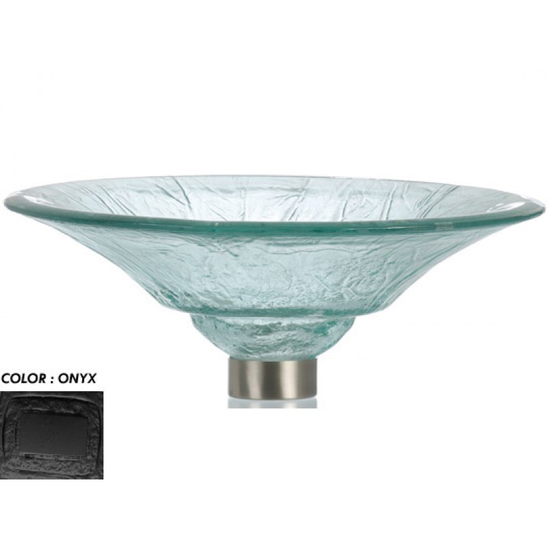 Round 18" Cone Two Level Glass Vessel Sink - Black