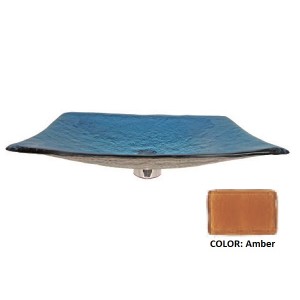 Modern Shallow Rectangular Glass Vessel - Amber