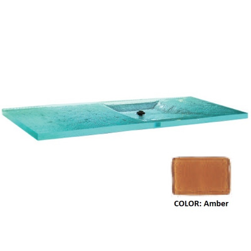 La Michelle Deco Integral Glass Countertop Sink - Amber
