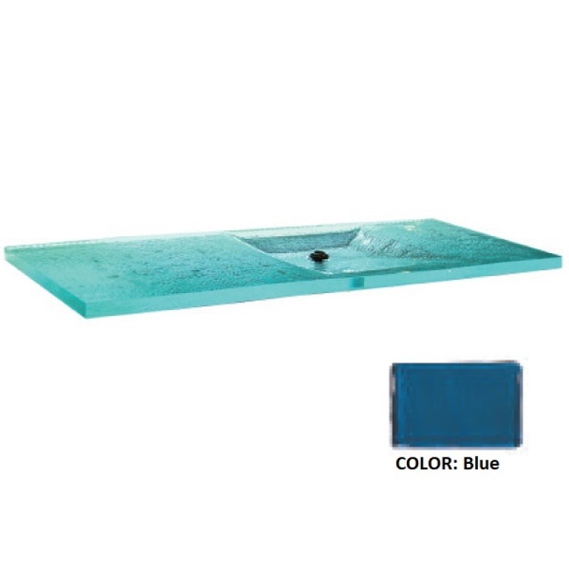 La Michelle Deco Integral Glass Countertop Sink - Blue