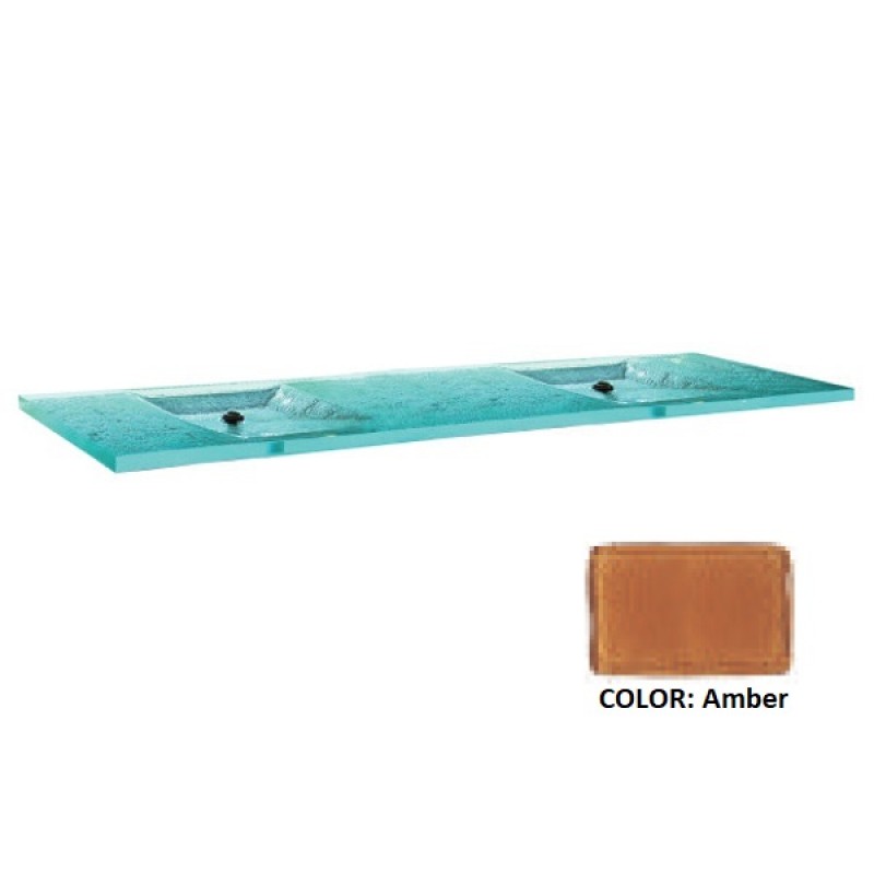 La Michelle Duo Deco Integral Glass Countertop Double Sink - Amber