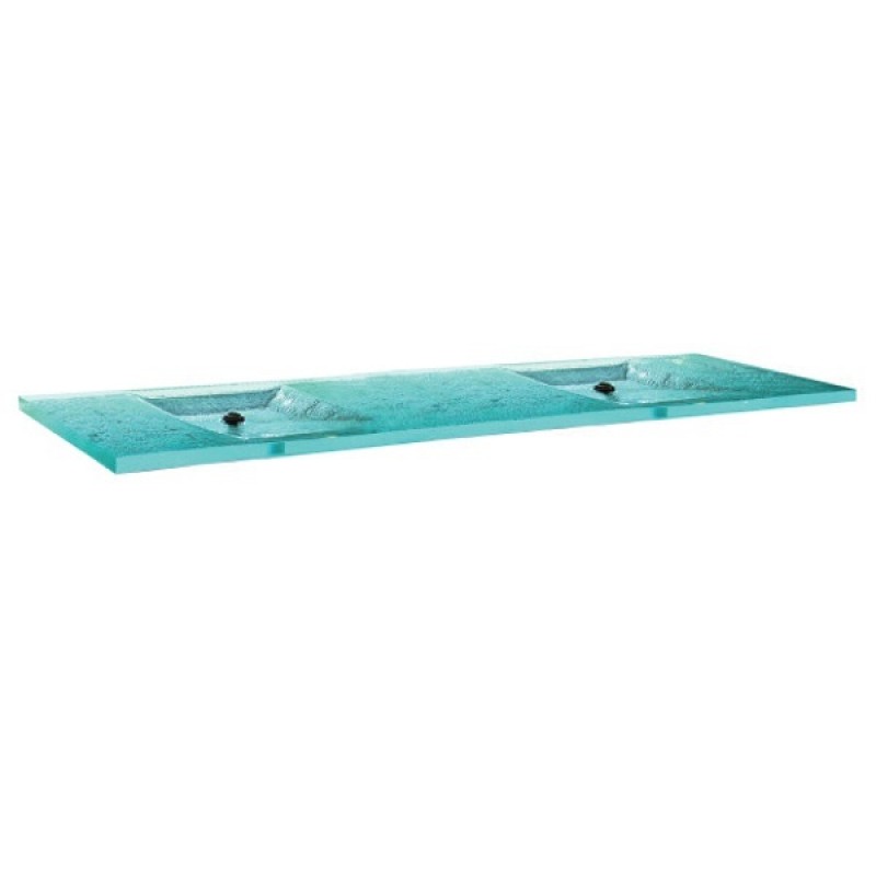 La Michelle Duo Deco Integral Glass Countertop Double Sink - Azurlite