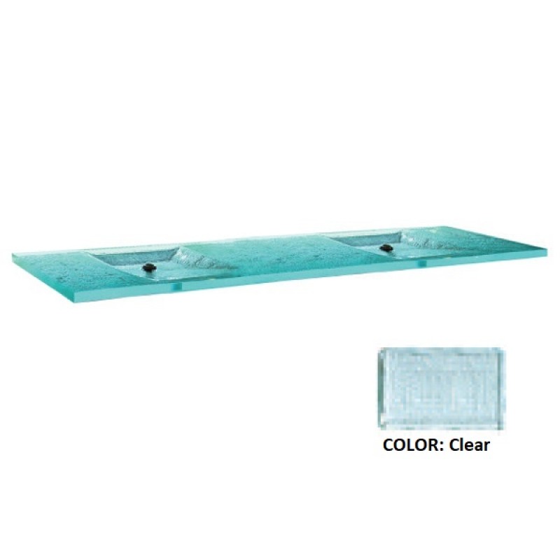 La Michelle Duo Deco Integral Glass Countertop Double Sink - Clear
