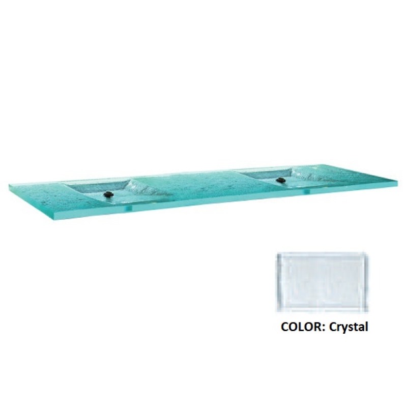 La Michelle Duo Deco Integral Glass Countertop Double Sink - Crystal