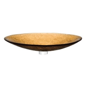 Elongated Modern Oval Glass Vessel Sink - Amber