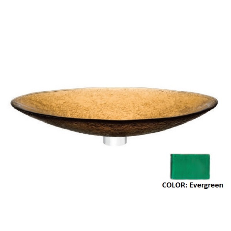 Elongated Modern Oval Glass Vessel Sink - Evergreen