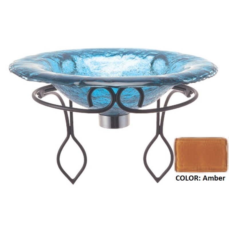Glass Vessel Sink with Wrought Iron Support - Amber