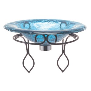 Glass Vessel Sink with Wrought Iron Support - Azur...