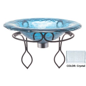 Glass Vessel Sink with Wrought Iron Support - Crys...