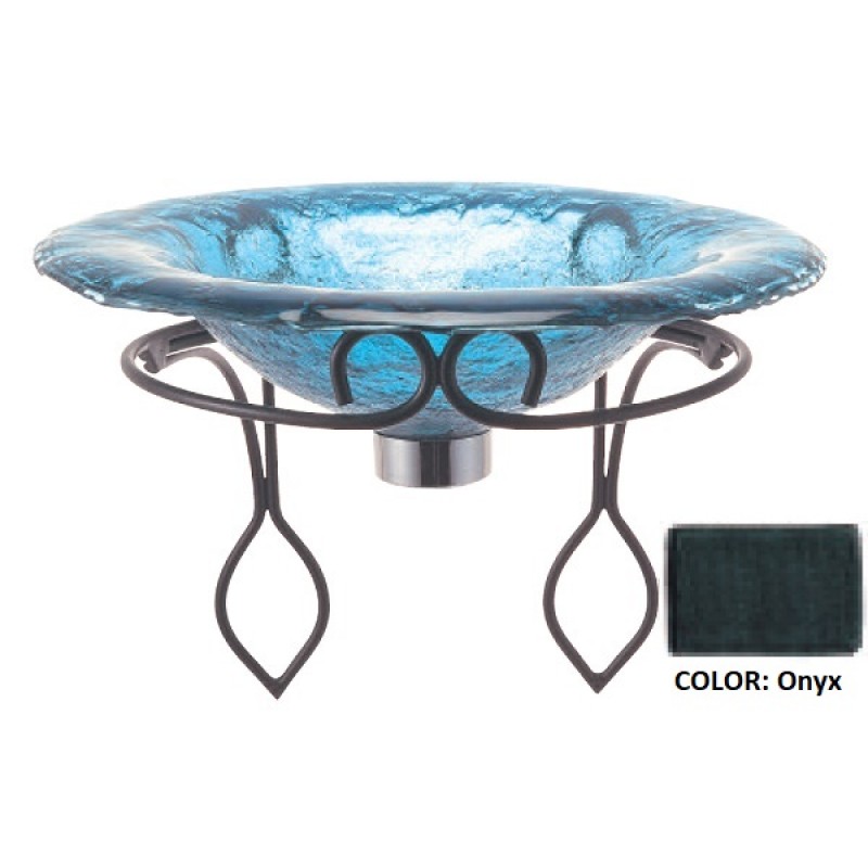 Glass Vessel Sink with Wrought Iron Support - Black