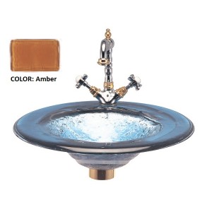 Round Glass Drop-in Sink - Amber