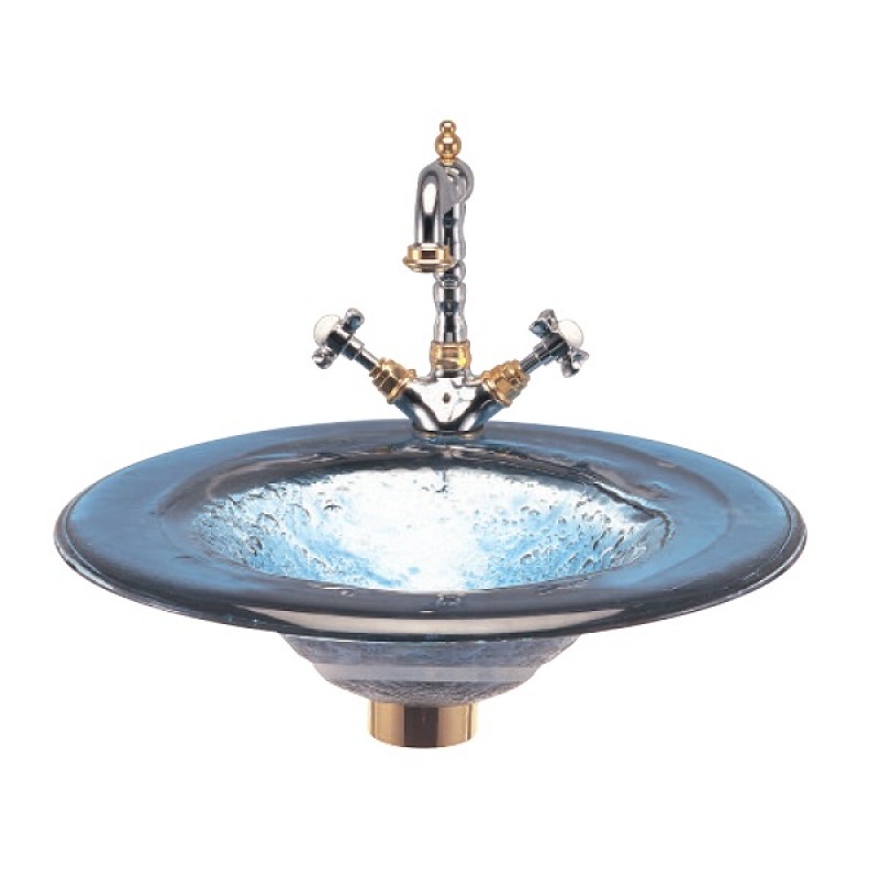 Round Glass Drop-in Sink - Blue