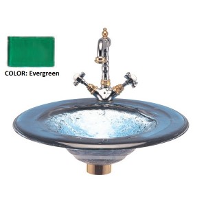 Round Glass Drop-in Sink - Evergreen