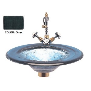 Round Glass Drop-in Sink - Onyx