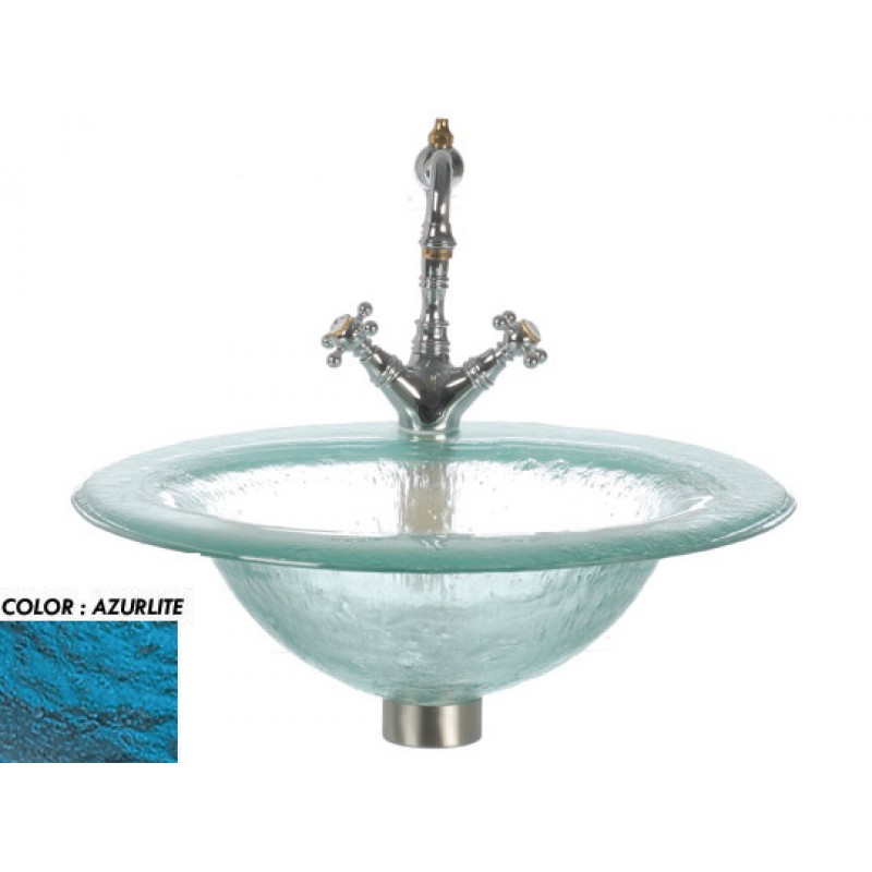 Round Drop In Glass Sink With Oval Basin - Azurlite