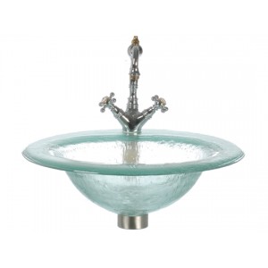 Round Drop In Glass Sink With Oval Basin - Clear