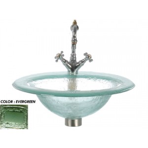 Round Drop In Glass Sink With Oval Basin - Evergre...