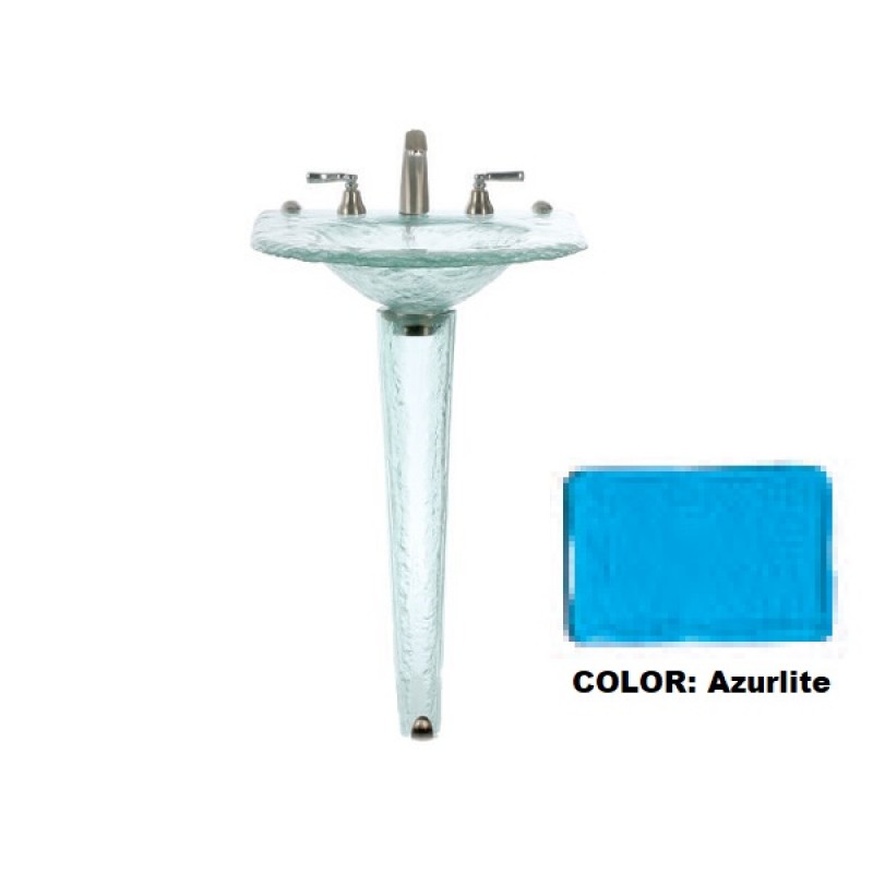 Small Round Glass Sink Squared to Wall on Small Pedestal - Azurlite
