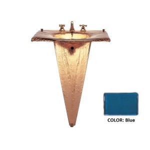Large Glass Sink on Large Pedestal - Blue