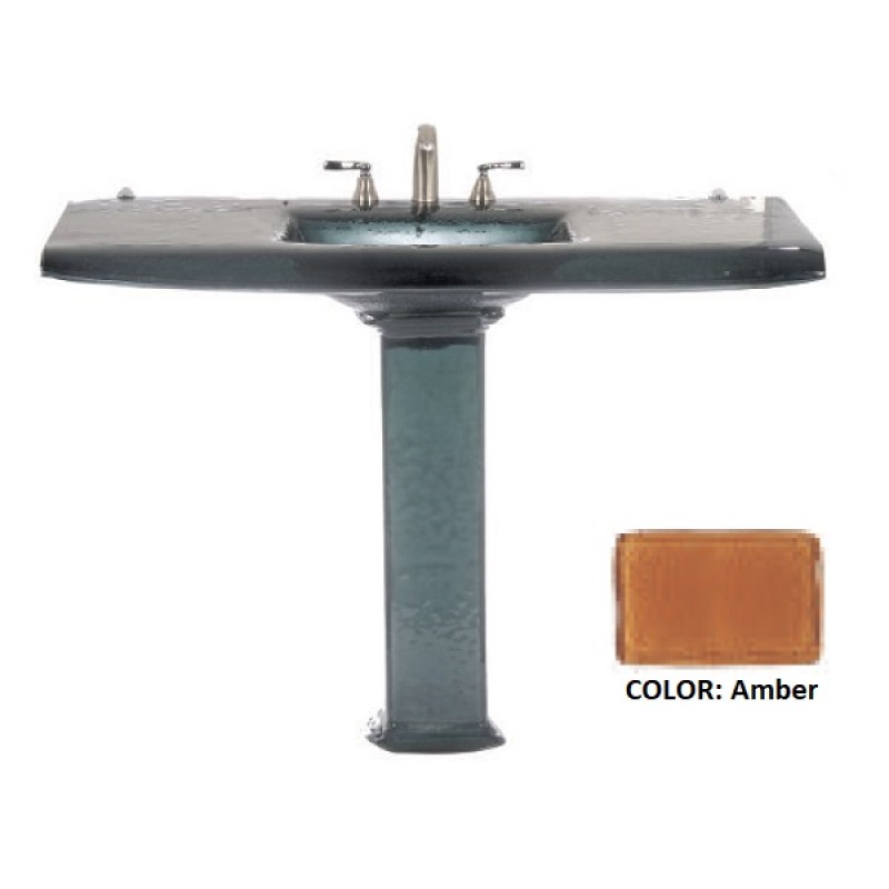 Euro Large Square Glass Sink on Square Pedestal - Amber