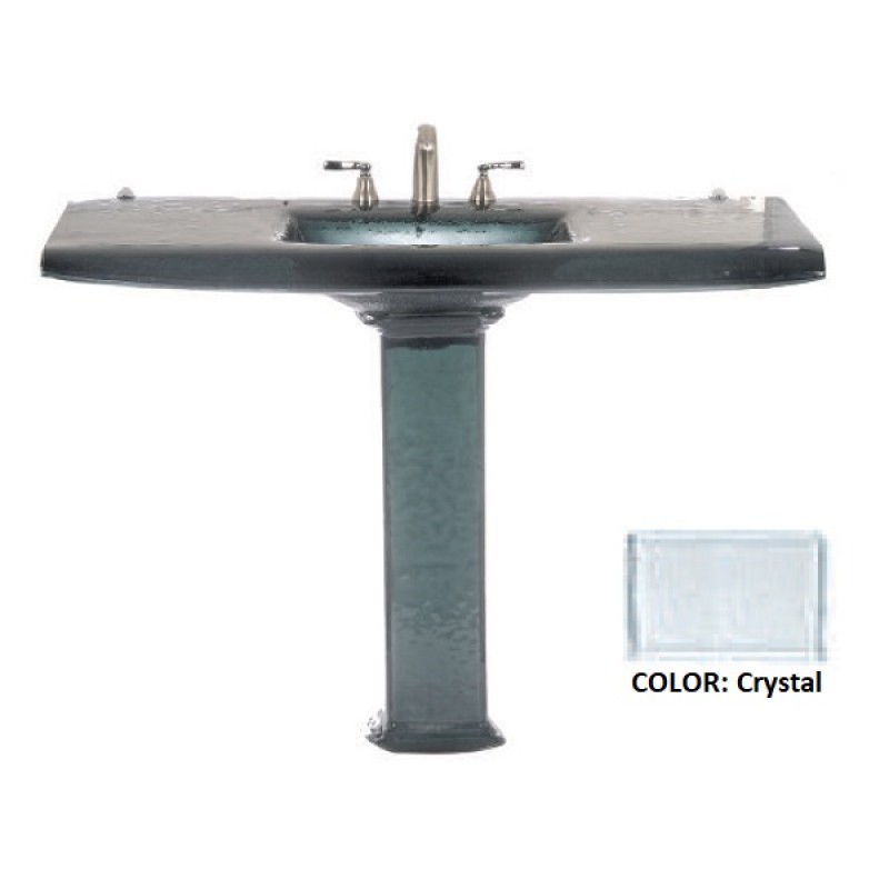 Euro Large Square Glass Sink on Square Pedestal - Crystal
