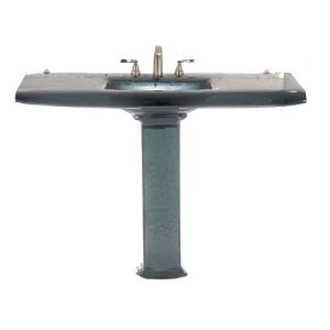 Euro Large Square Glass Sink on Square Pedestal - ...