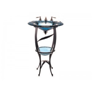 Charlotte Wrought Iron Vanity with Deco Sink - Blu...