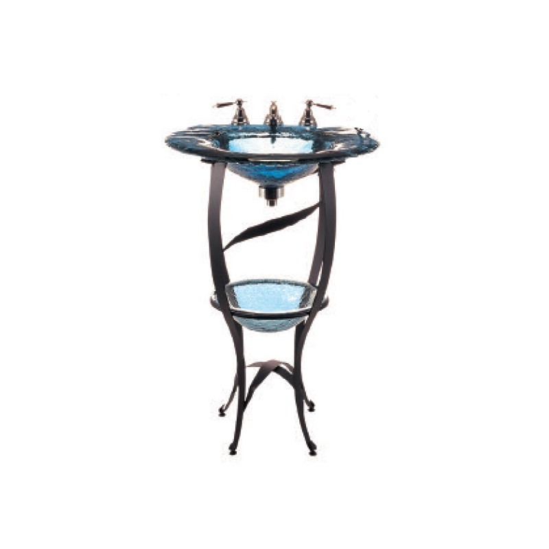 Charlotte Wrought Iron Vanity with Deco Sink - Blue