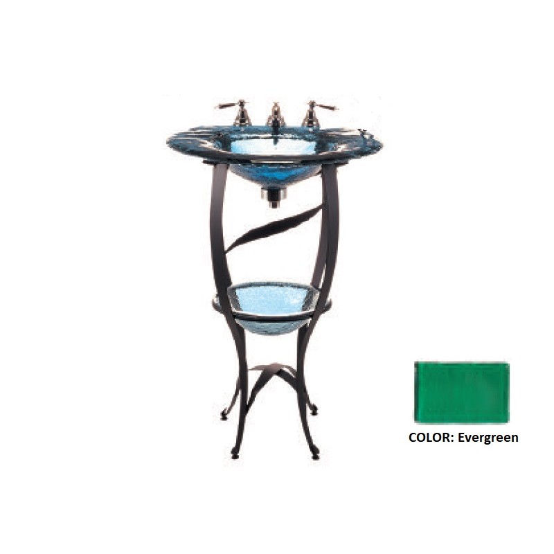 Charlotte Wrought Iron Vanity with Deco Sink - Evergreen
