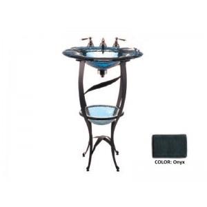 Charlotte Wrought Iron Vanity with Deco Sink - Bla...