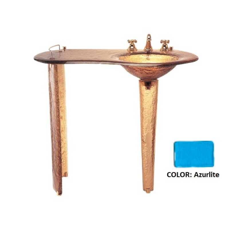 Round Glass Sink (Right) on Small Pedestal with Counter - Azurlite