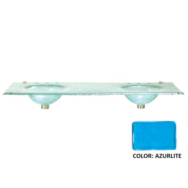 60" Glass Top With Double Vessel Sinks - Azurlite