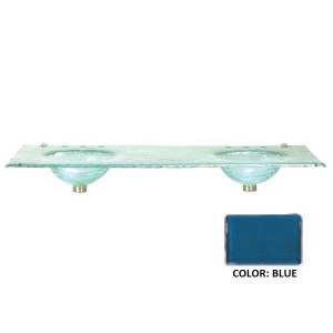 60" Glass Top With Double Vessel Sinks - Blue