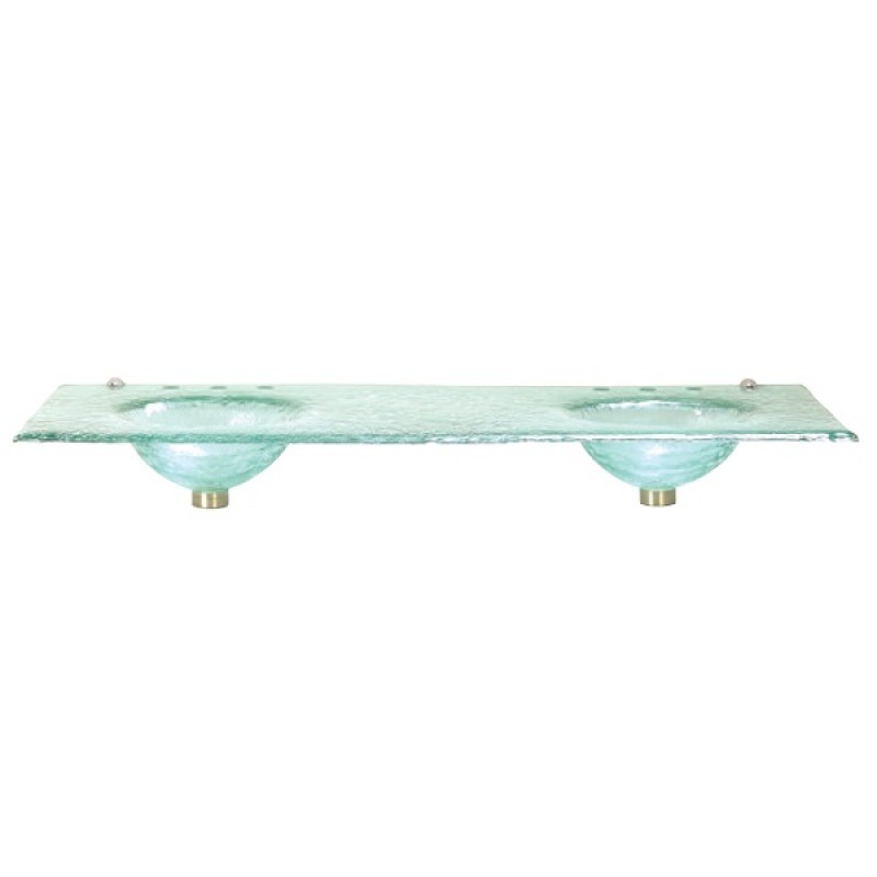 60" Glass Top With Double Vessel Sinks - Clear