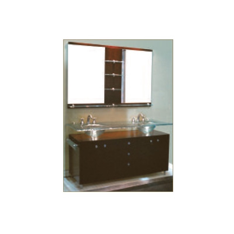 60" Glass Top With Double Vessel Sinks - Clear