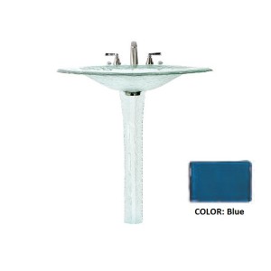 Large Glass Sink on Pedestal - Blue