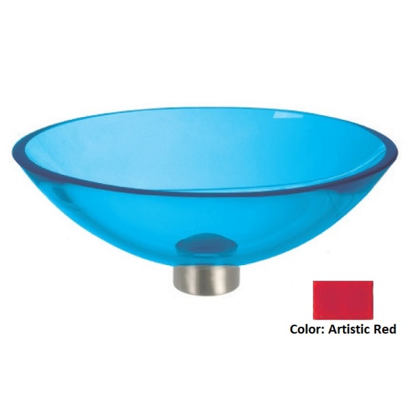 Ultra Translucent Oval Glass Vessel Sink - Artistic Red