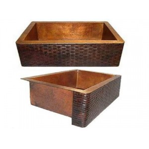 Copper Farmhouse Sink - Brick Design Apron, 30x22x...