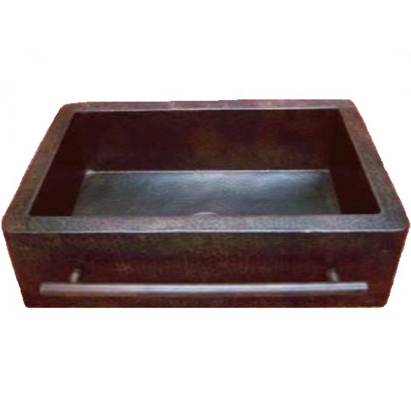 Copper Farmhouse Sink With Integrated Towelbar, 22x16x6.5