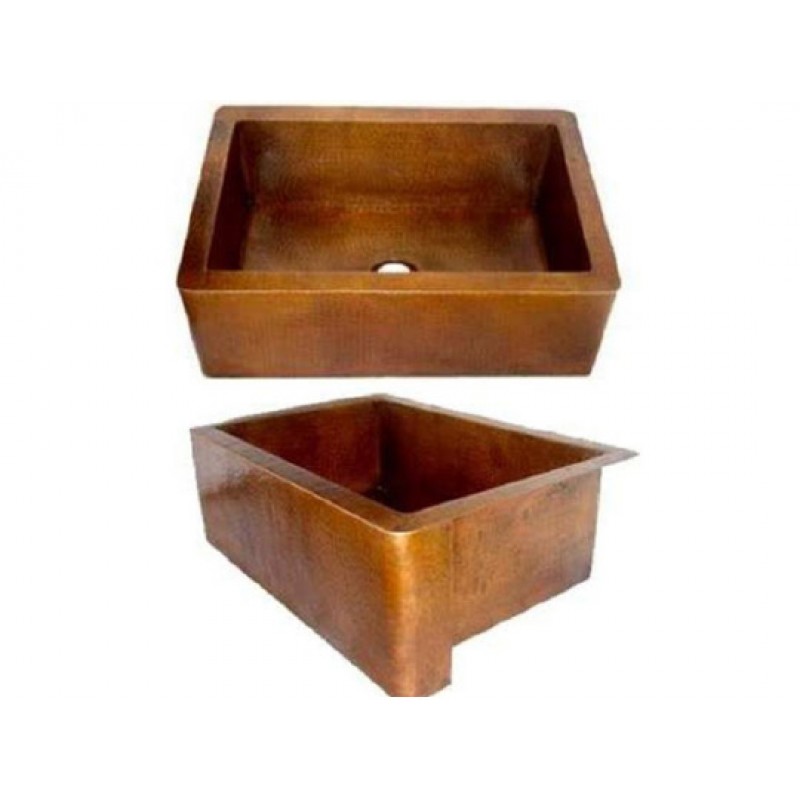 Copper Farmhouse Sink - Classic Apron, 33x22x9
